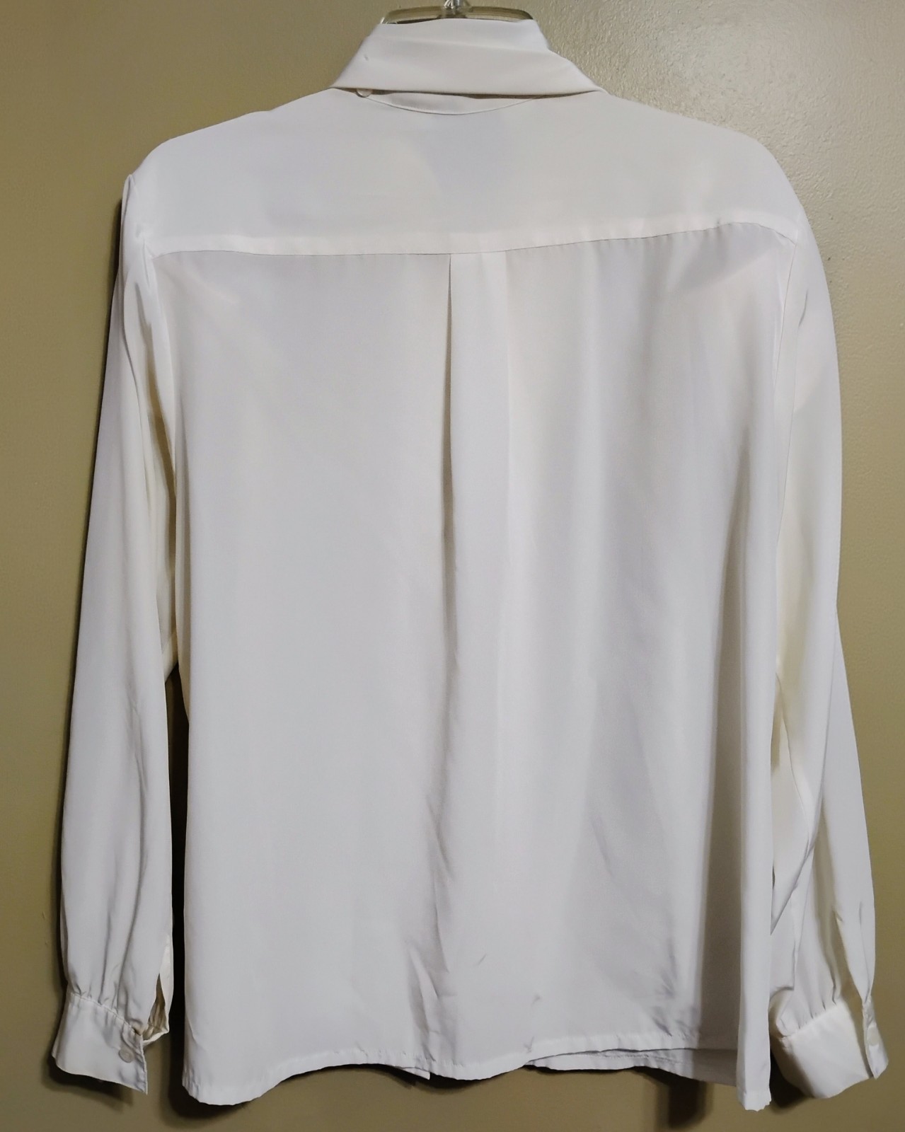 Vintage 80s JACOBSON’S Women’s Ivory Blouse w/ Pleated Wrapped Neckline SIZE 16