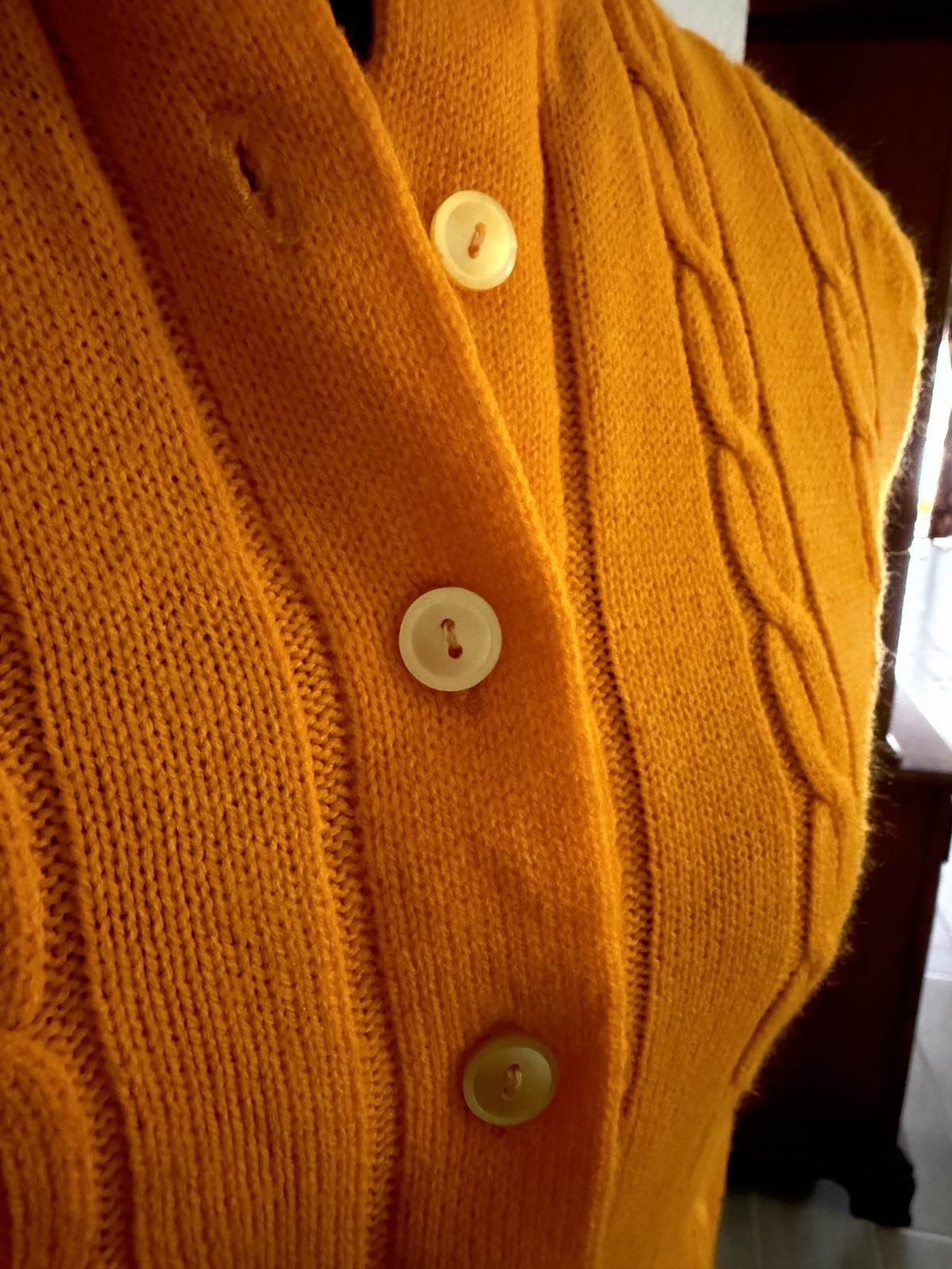 Women’s Vtg 70’s 80’s Cardigan Gold / Yellow Size Small Sweater Uniform