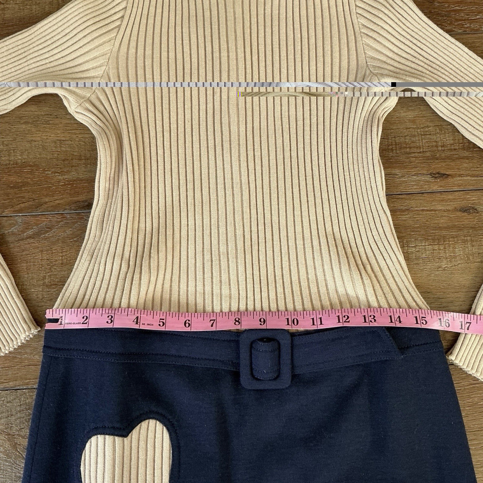 VINTAGE Gino Paoli Italy Ribbed Turtleneck Dress Size 8 Blue Applique Heart #5D3