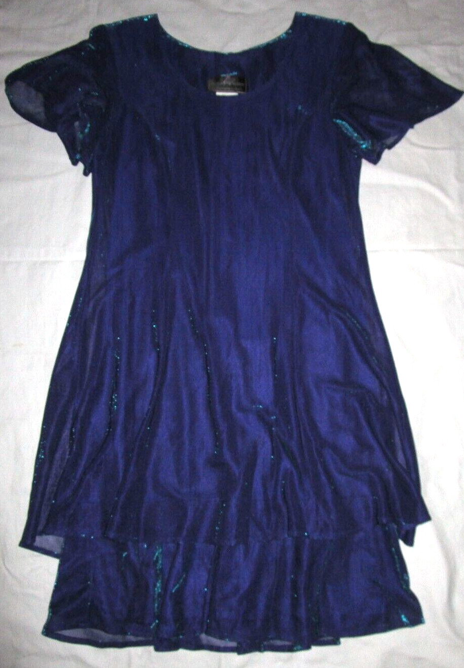 Vtg 80s Molly Malloy Evening Purple Blue Iridescent Shimmering Metallic Dress 10