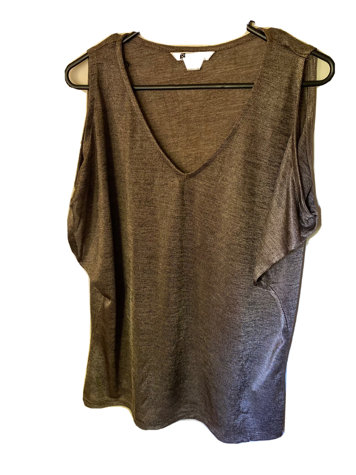 New Rockmans V Neck Grey Polyester /Elastane women’s top Size S