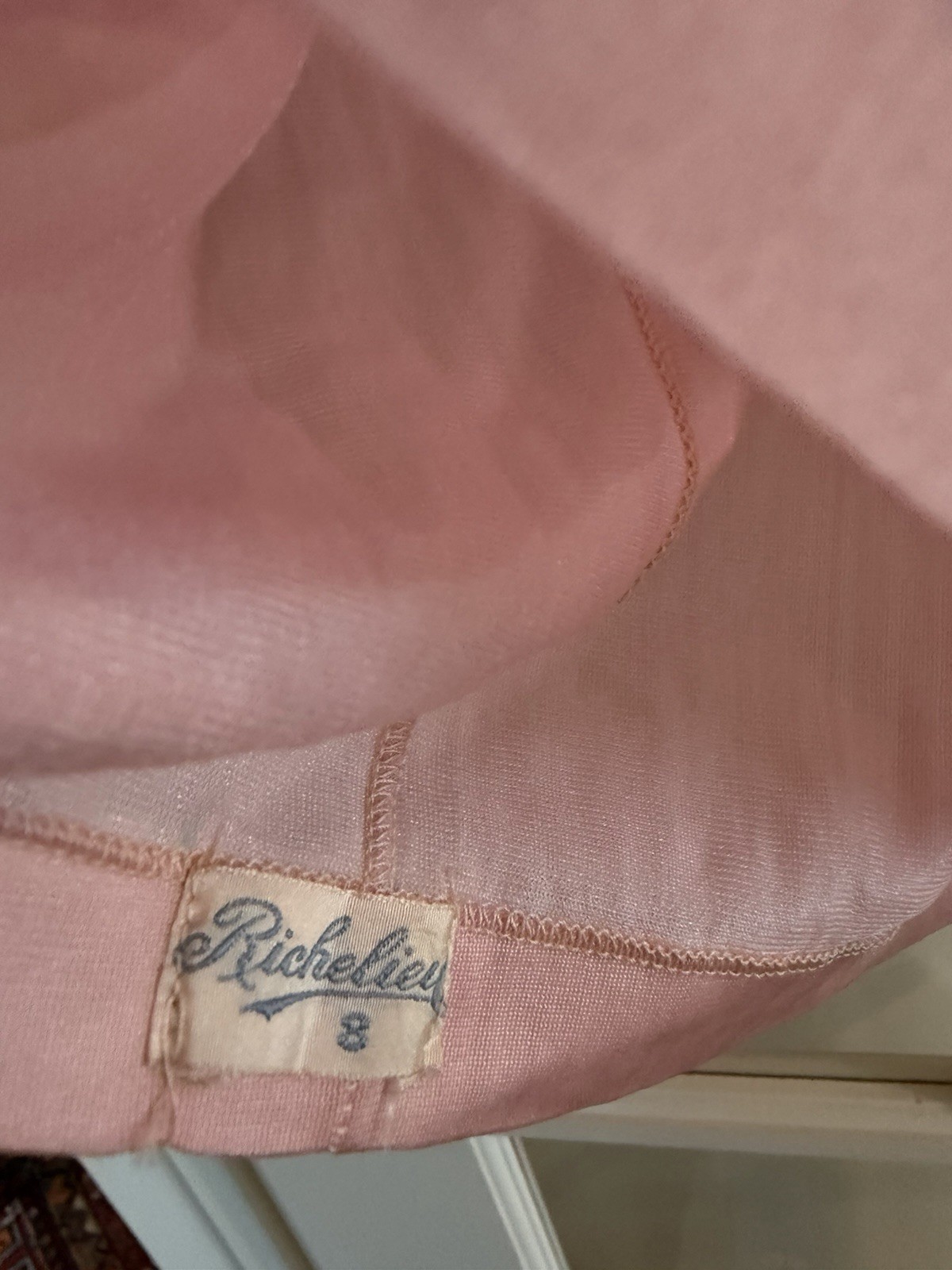 LOVELY 1940s RICHELIEU PINK SILK RAYON CHEMISE SLIP LINGERIE- SZ 8