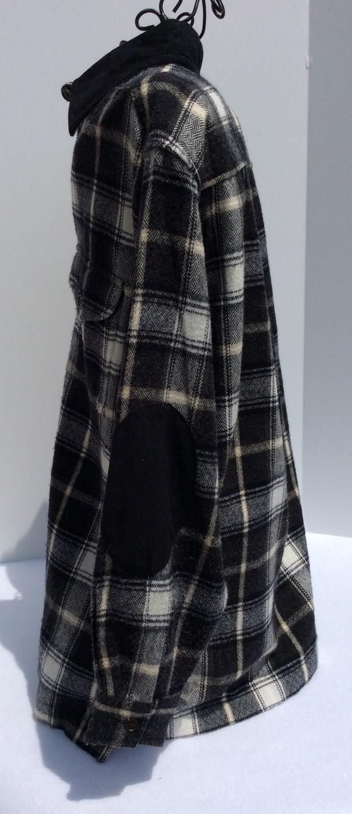 NWB Casuals Plaid Shirt Jacket Women Size M Wool Blend Black White Hipster