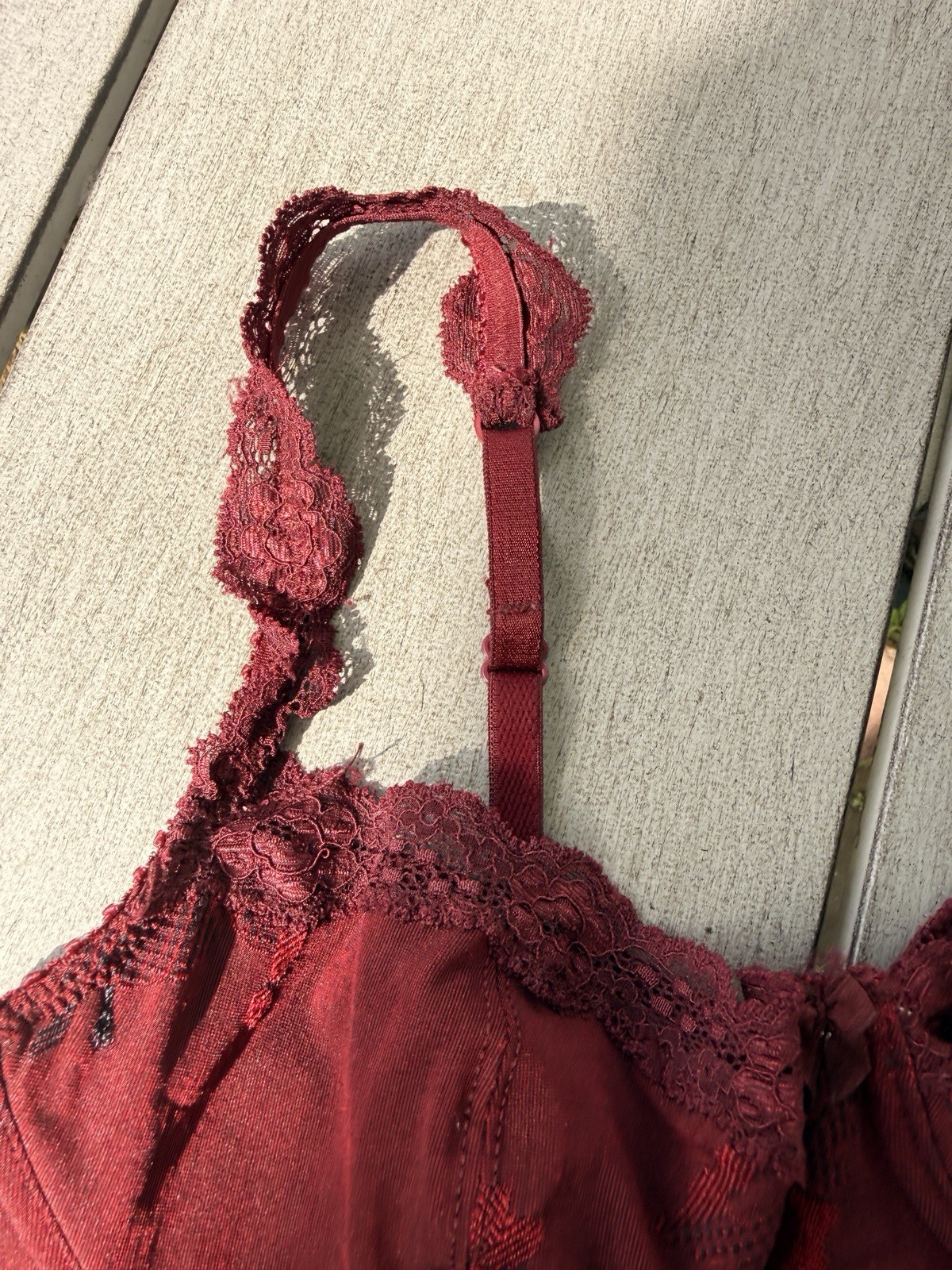 VTG 90s ARIANNE Medium Cranberry Lace Trimmed Underwire Teddy Lingerie Boudoir