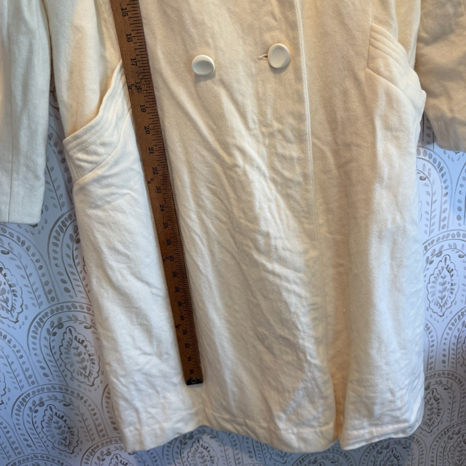 Wellington Fashions Merino Wool Vintage Ivory Women’s Coat USA Made Size Medium