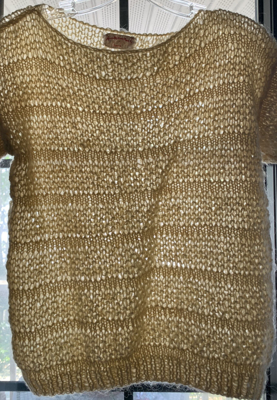 Vintage 50s Adorable Puff Ball Knit Sweater Fuzzy Crochet Coquette Sweet Boho ML