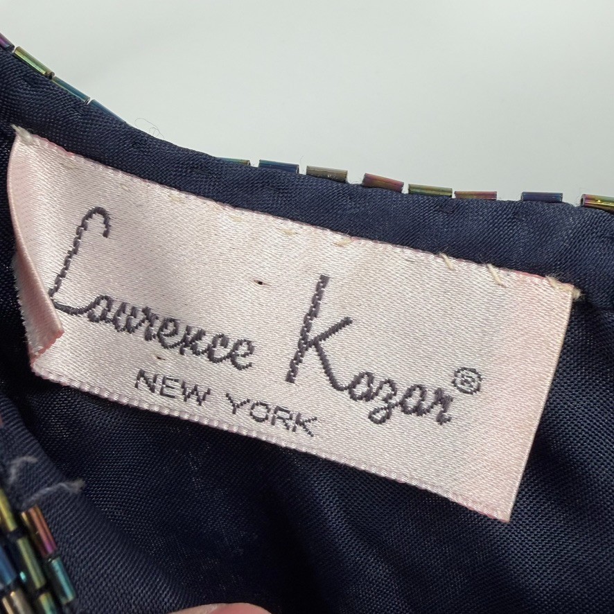 VTG Lawrence Kazar Womens M Silk Sequin Beaded Top Glam Cocktail Party