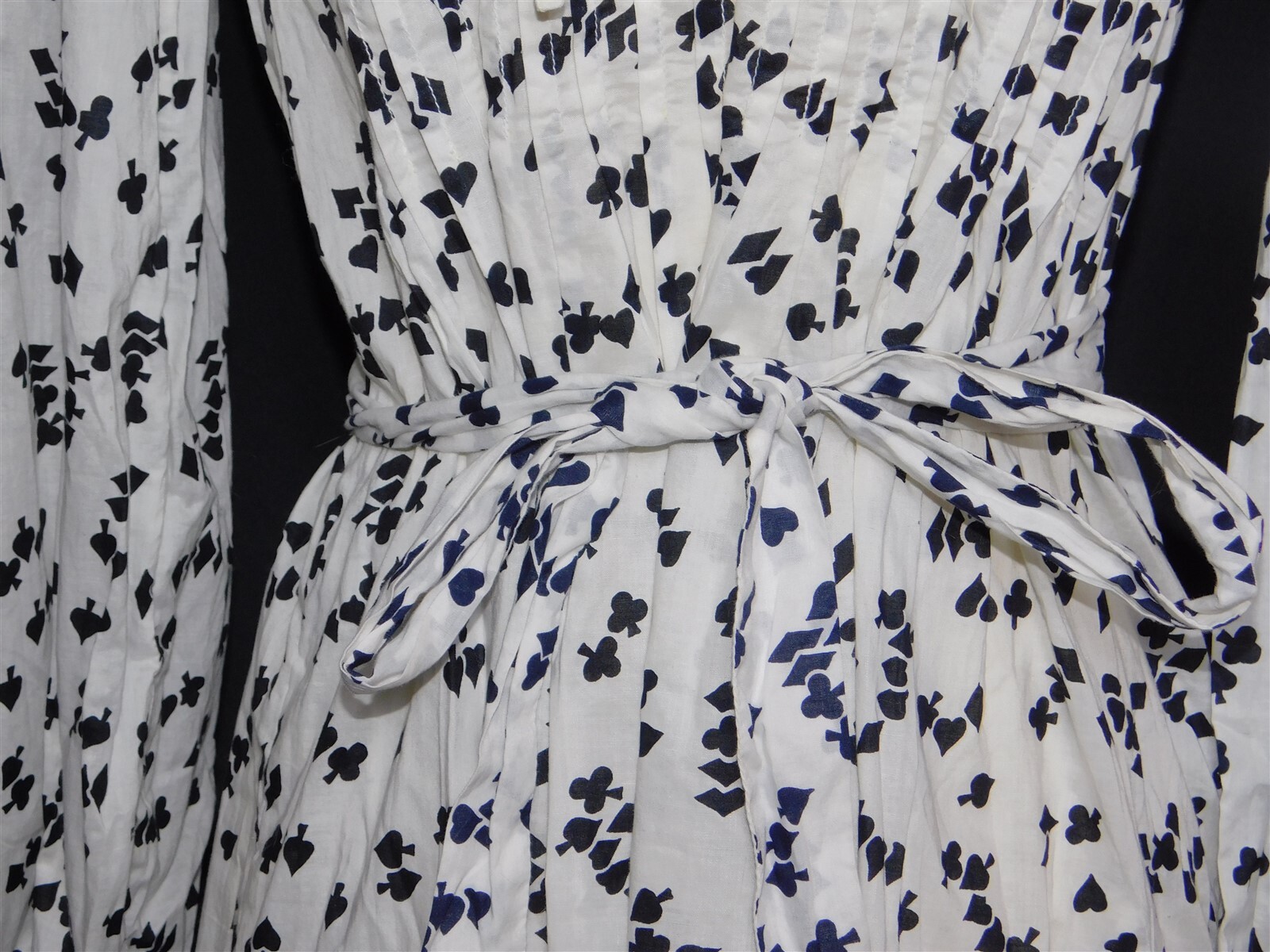 Vtg Stanley Sherman Black White Playing Card Suit Long Sleeve Dress Size 10