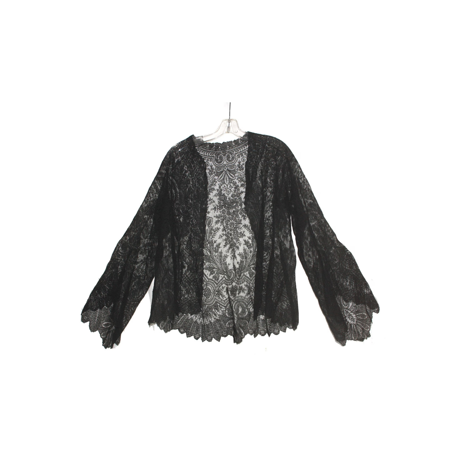 Antique Victorian Black Chantilly Lace Jacket Pristine US 10