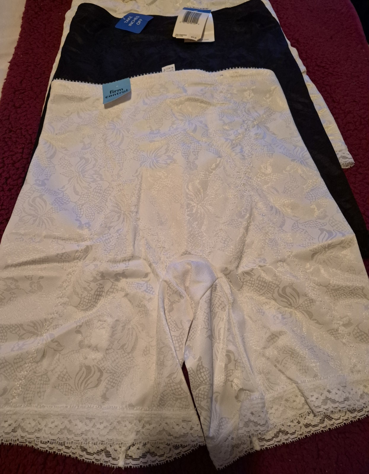 Vtg. Flexees Nylon Spandex Long Leg Girdle white XL Garters .