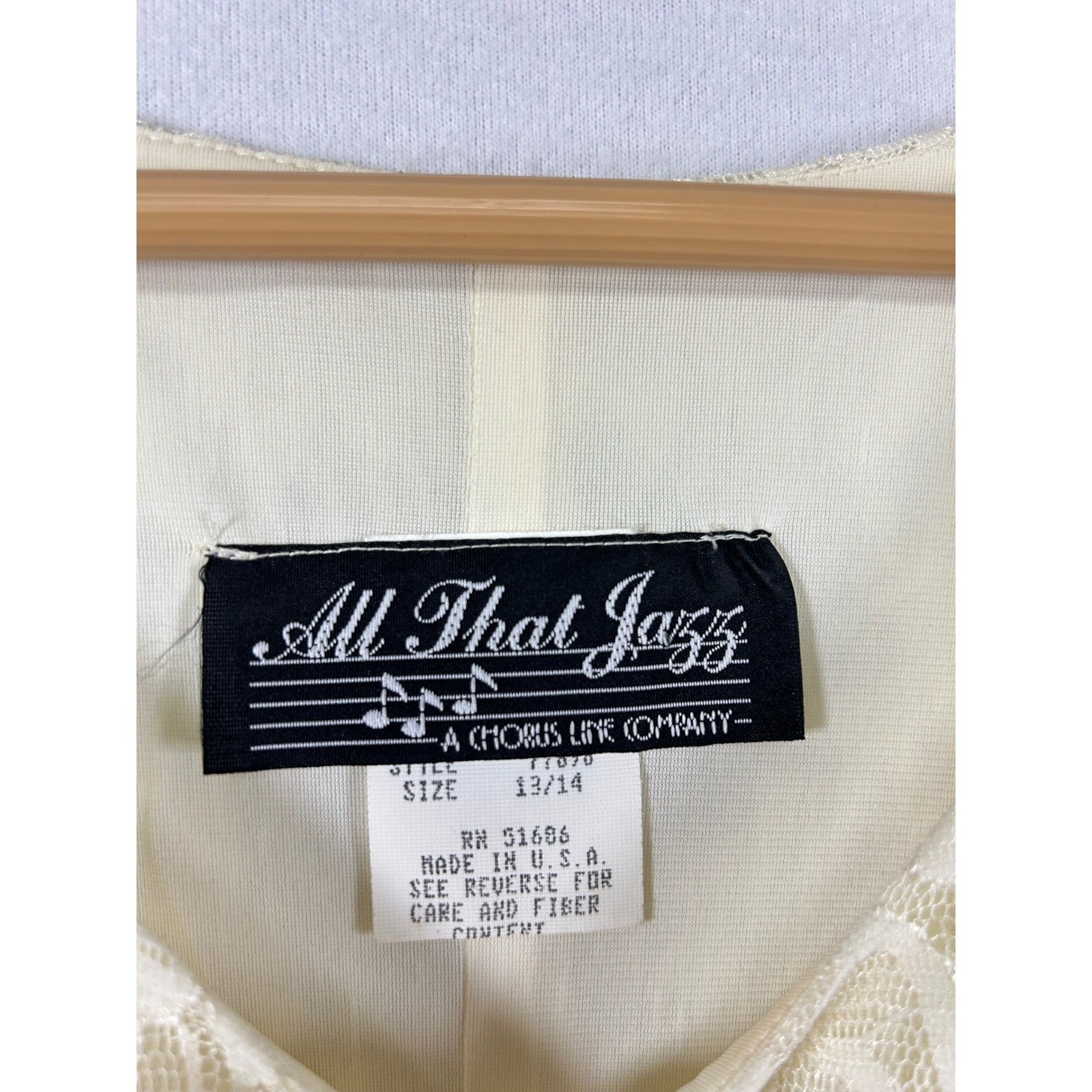 All That Jazz Lace Dress Women 13/14 Cream Ivory Vintage Tiered Long Sleeve