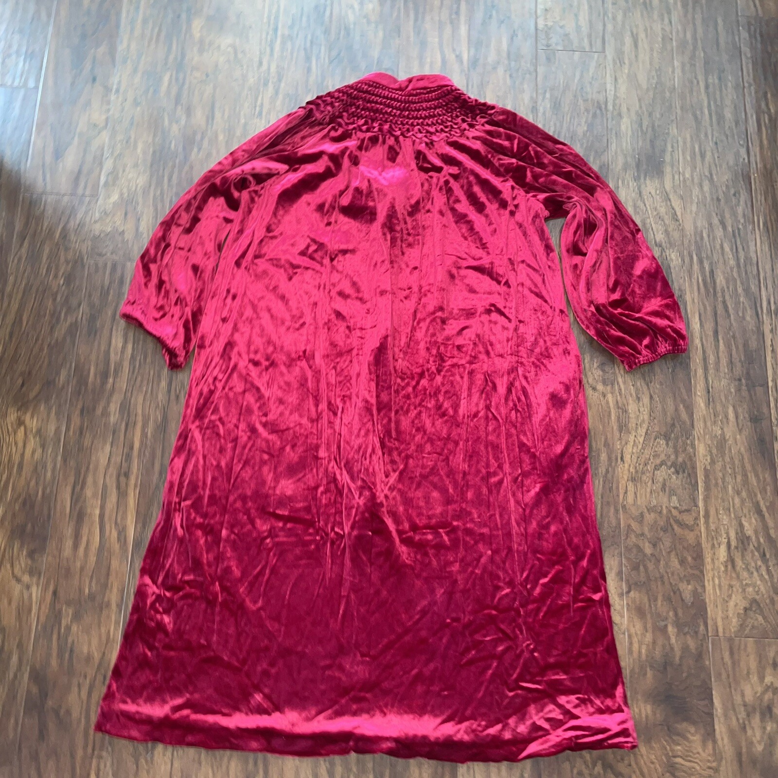 VTG Made In USA L Large Velvet Red Zip Front Robe Housecoat It’s A Charm Women