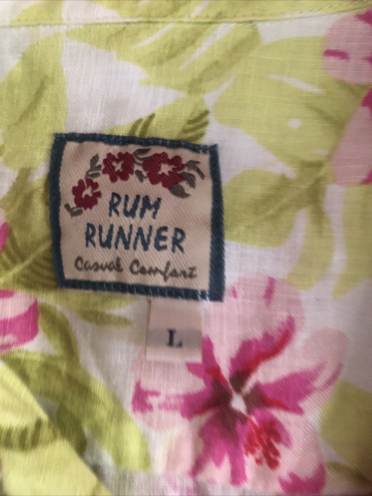 Vtg Rum Runner silk linen Hawaiian shirt womens LG 90s camp shirt resort wear