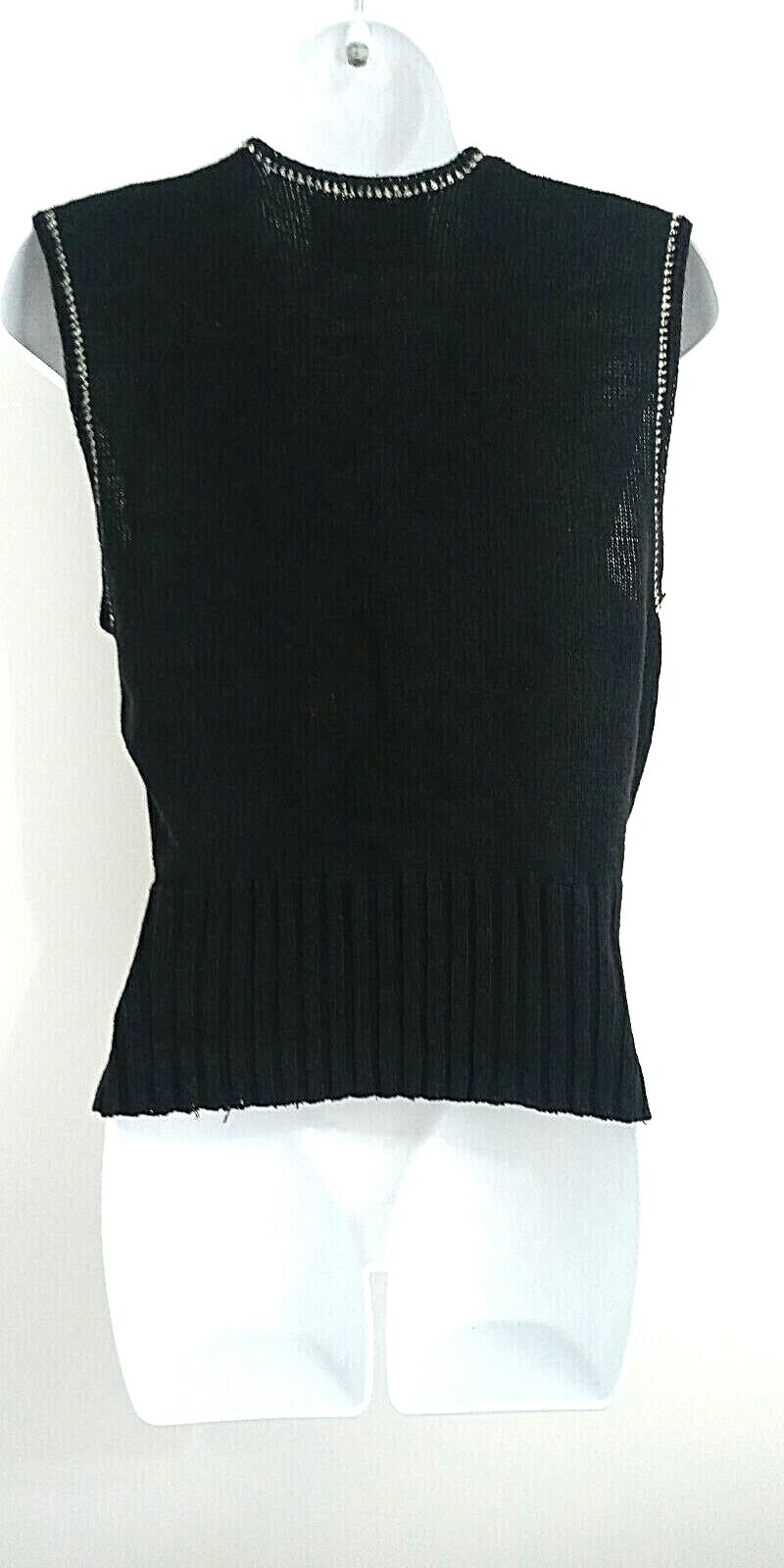 Vintage Susan Bristol Sweater Vest Women’s S Small Black Argyle Preppy Grandma