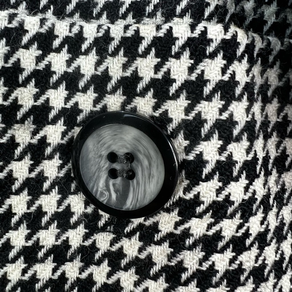 Vintage 80s 90s pure wool black white houndstooth old money oversized blazer 10