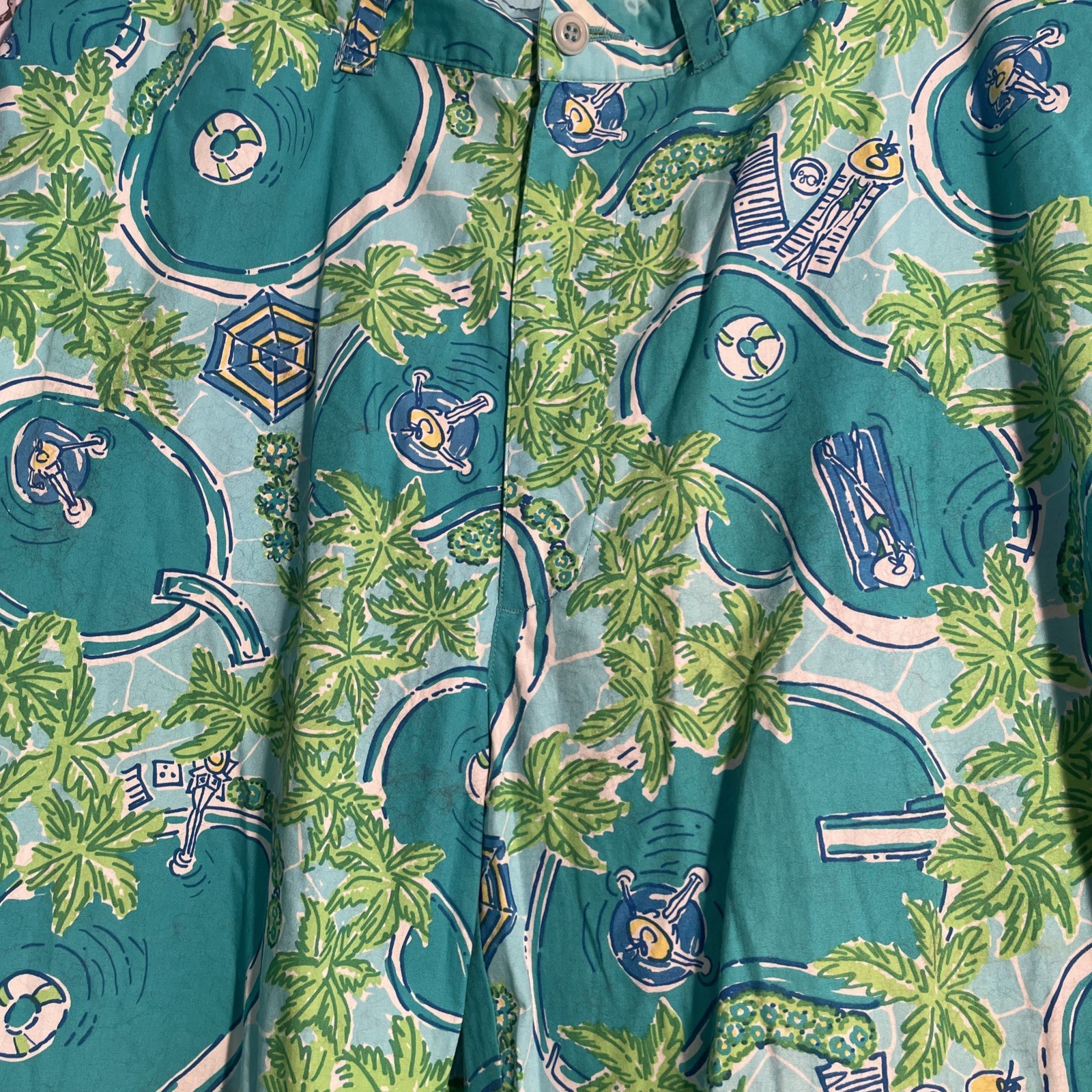 Lilly Pulitzer Size 34 Greens Pool Tropical Pants Vacation/Cruise
