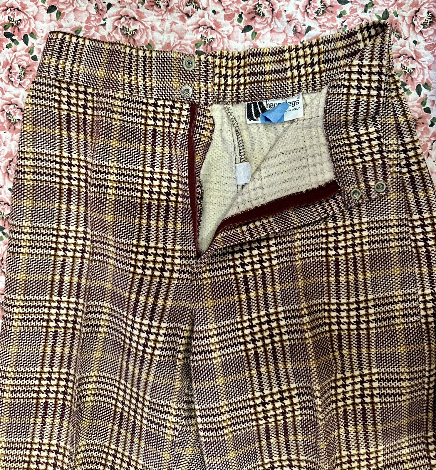 (VINTAGE) 70’s ILGWU Happy Legs Plaid Flare Trousers