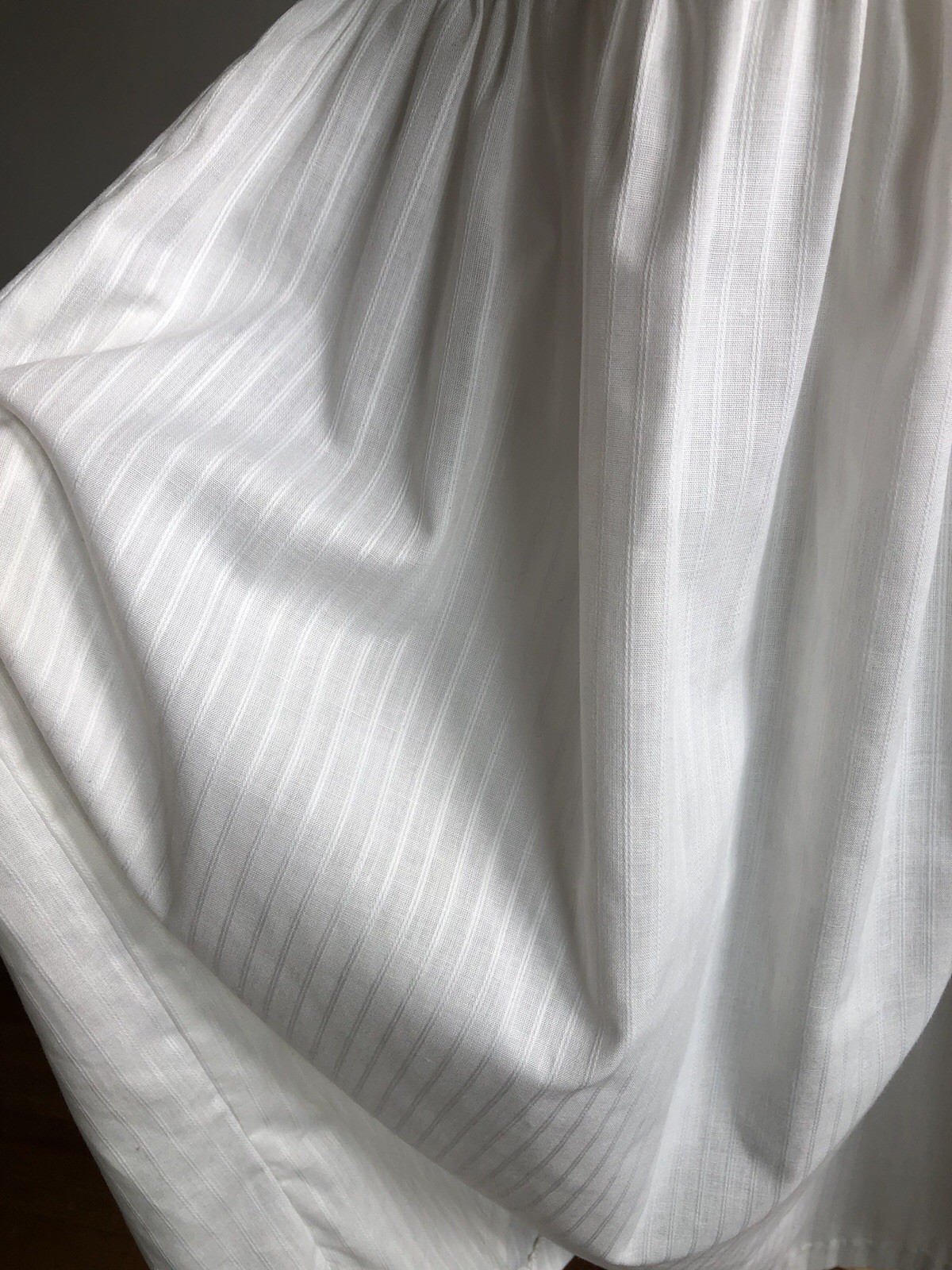 STUNNED VTG ISLE OF CAPRI Dallas White Cotton Drop-waist Prairie Day Dress M/L