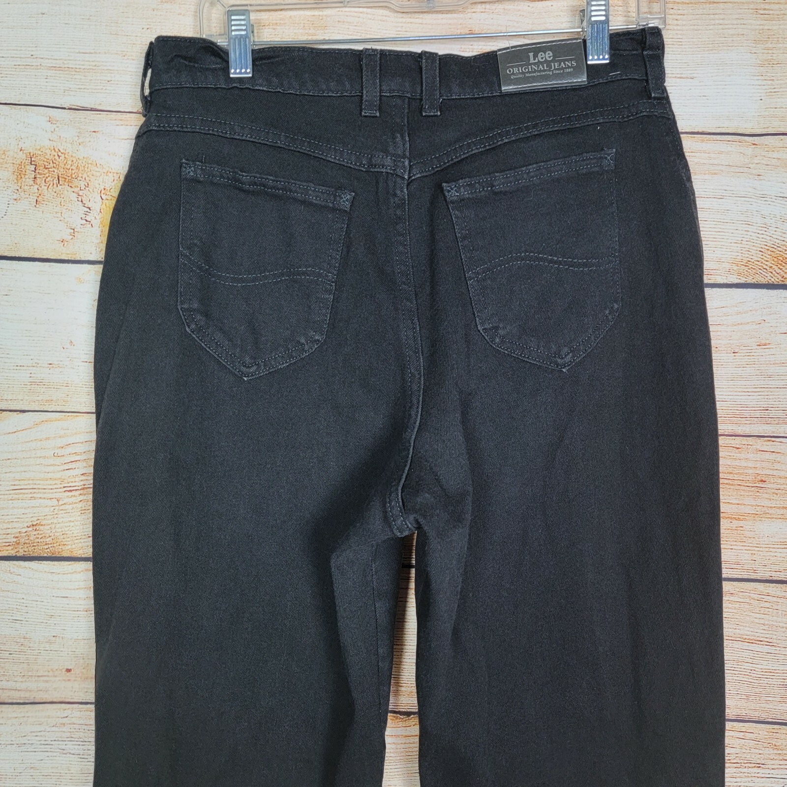 Vintage Lee Womens Size 12 Short Mom Jeans High Rise Straight Leg Black Y2K 90s