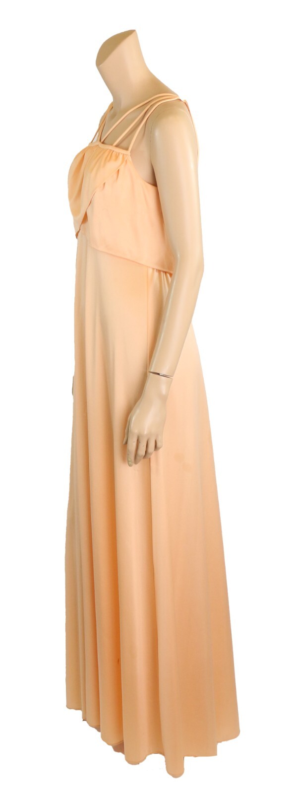 Unbranded Vintage 1970s Peach Maxi Bridesmaid Prom Party Dress size 7/8