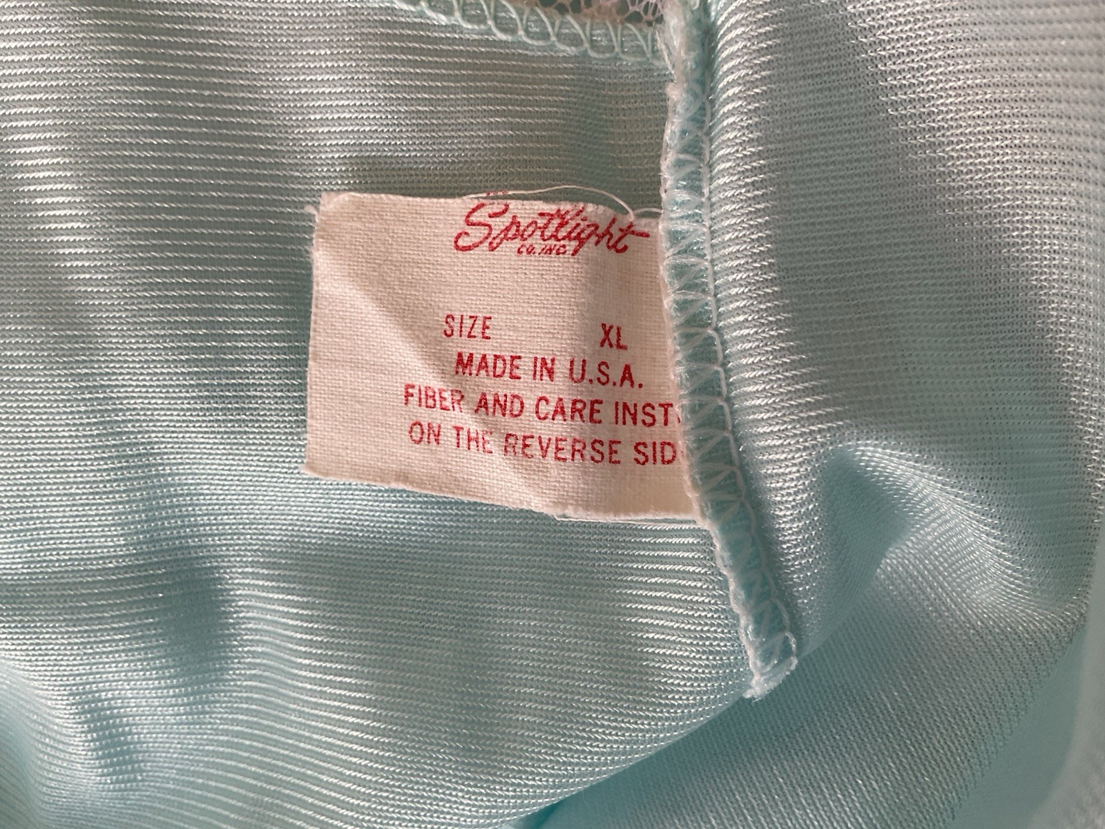 Vintage NOS Spotlight Baby Blue Silky Nylon Short Nightgown Lots Of Lace Sz L