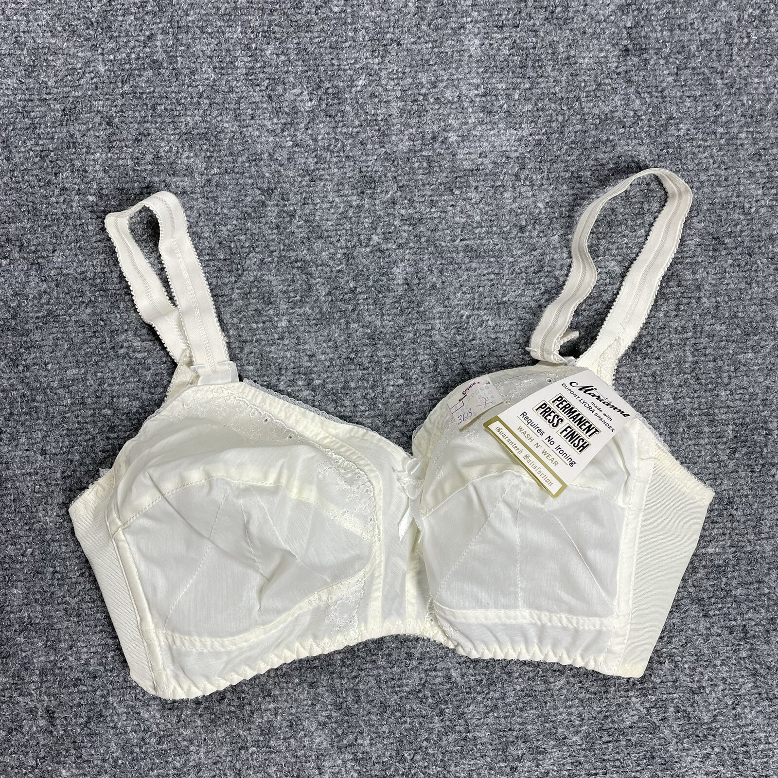 VINTAGE 50s 60s Marianne Bralette Bra Womens Size 36 B White Cotton Blend NWT!