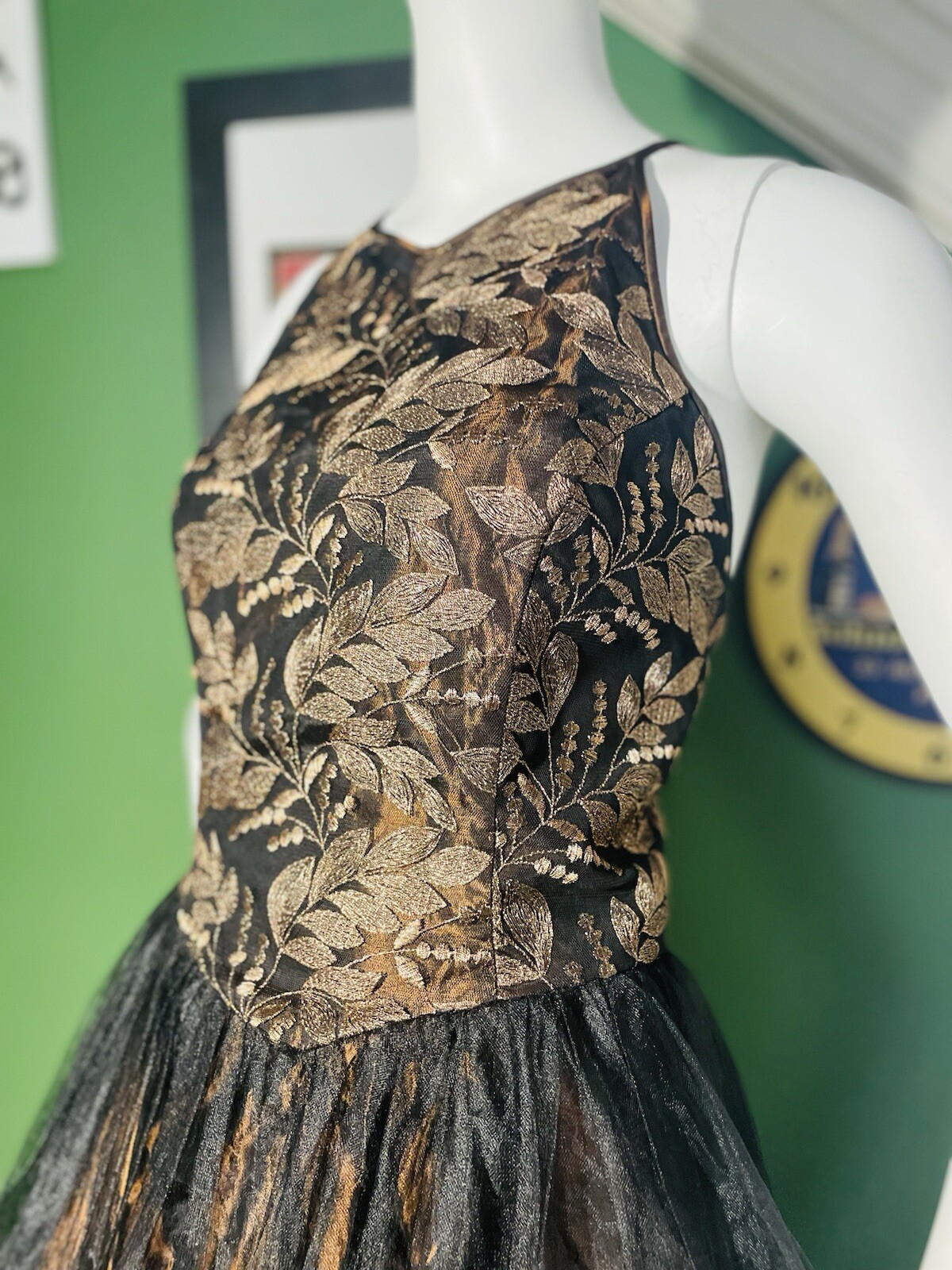 Vintage Cache sz 6 Bronze Halter Fairy Tulle Skirt Gown Dress S 36 Wedding