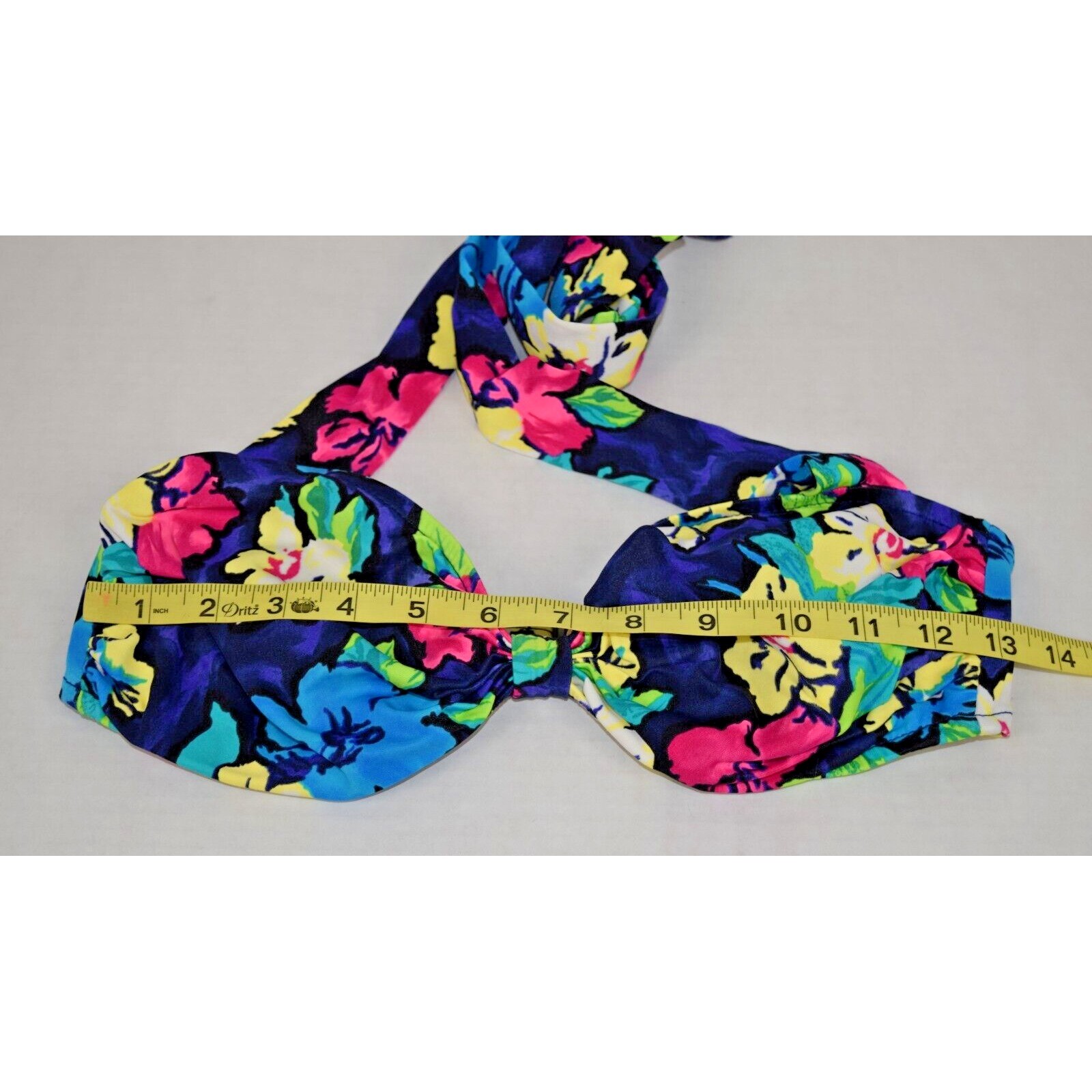 Vintage Bikini Swimsuit Anchor Club Size M/L 80s Vibrant Hawaiian Floral Silky