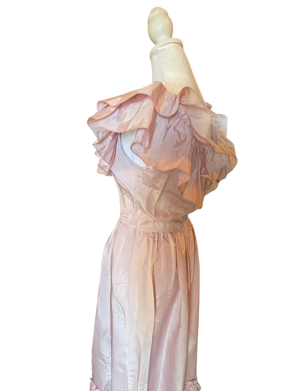Vintage NOS 80’s Candi Jones Of California Dress Pink 16 Candles 7 Ruffles Long