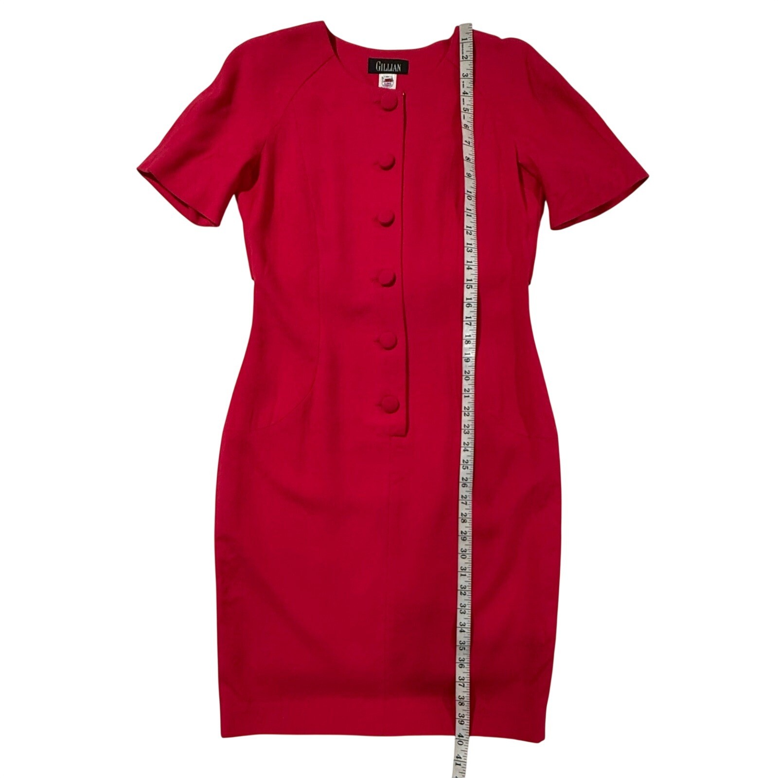 Gillian Vintage Fushia Button Front Dress Pleated Cape Back Size 8 USA W55