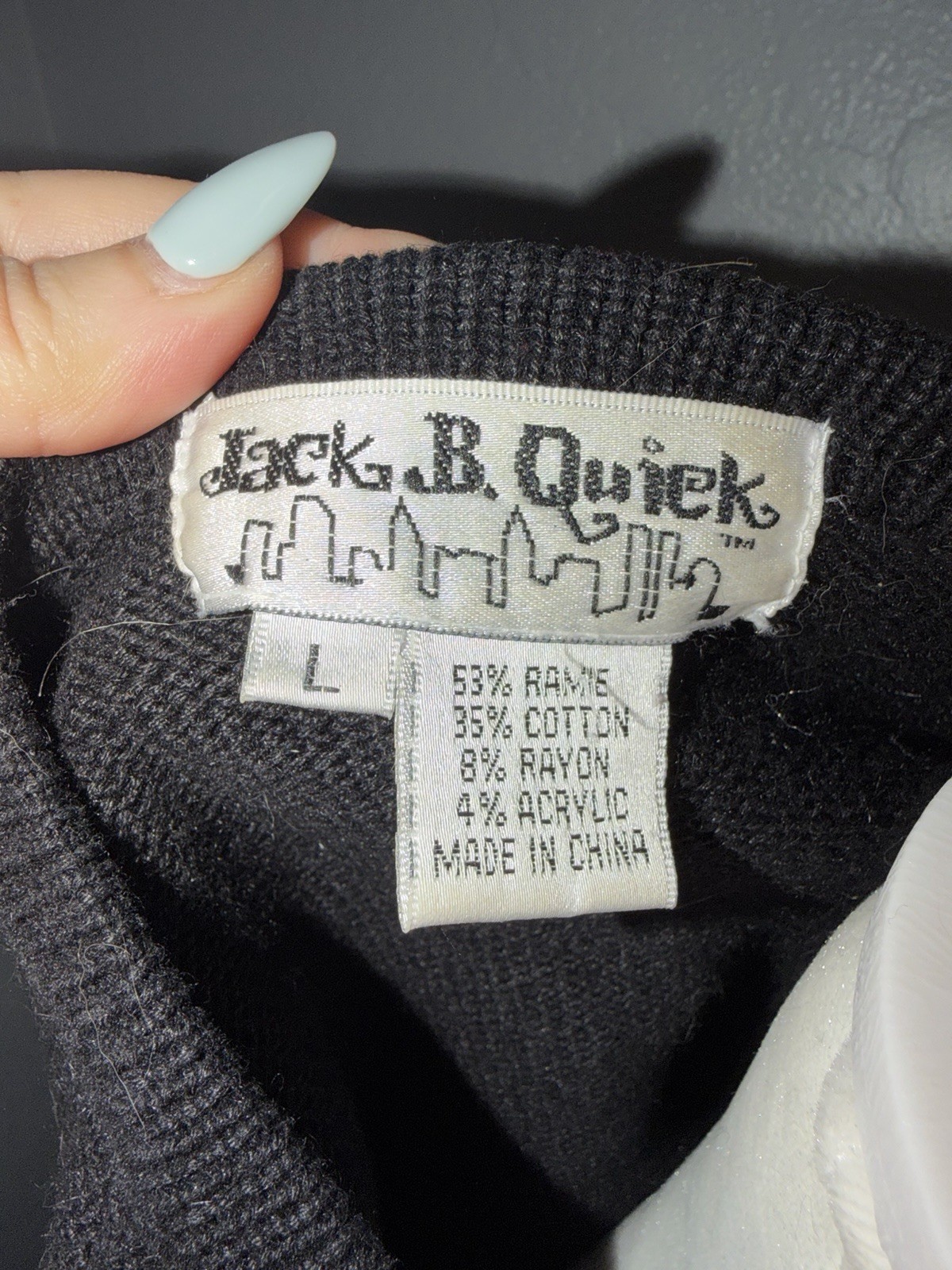 Jack B Quick Button Cardigan Sweater Size Large Sequins Beads Rhinestones Black