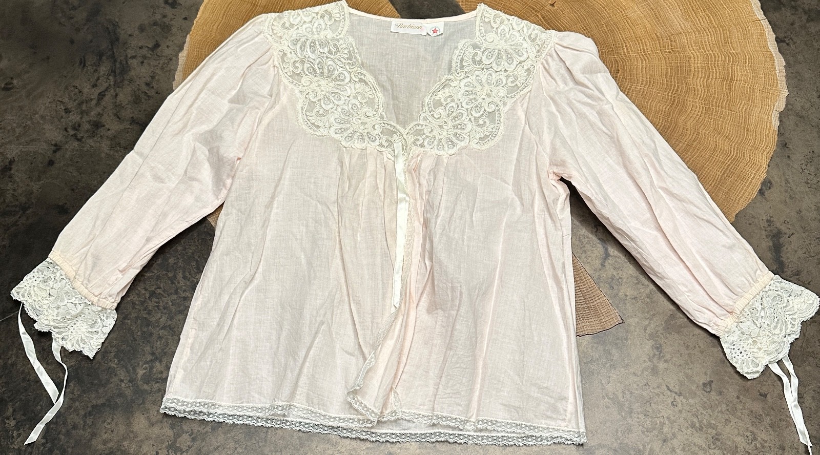 VTG BARBIZON PAJAMA TOP WOMENS S COQUETTE TWEE LACE ROMANTIC
