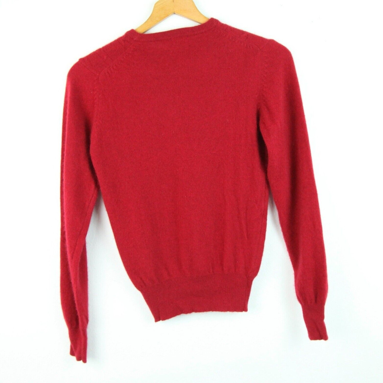 Vintage Small Red Cashmere Sweater Cable Knit Preppy Valentine Crewneck Classic