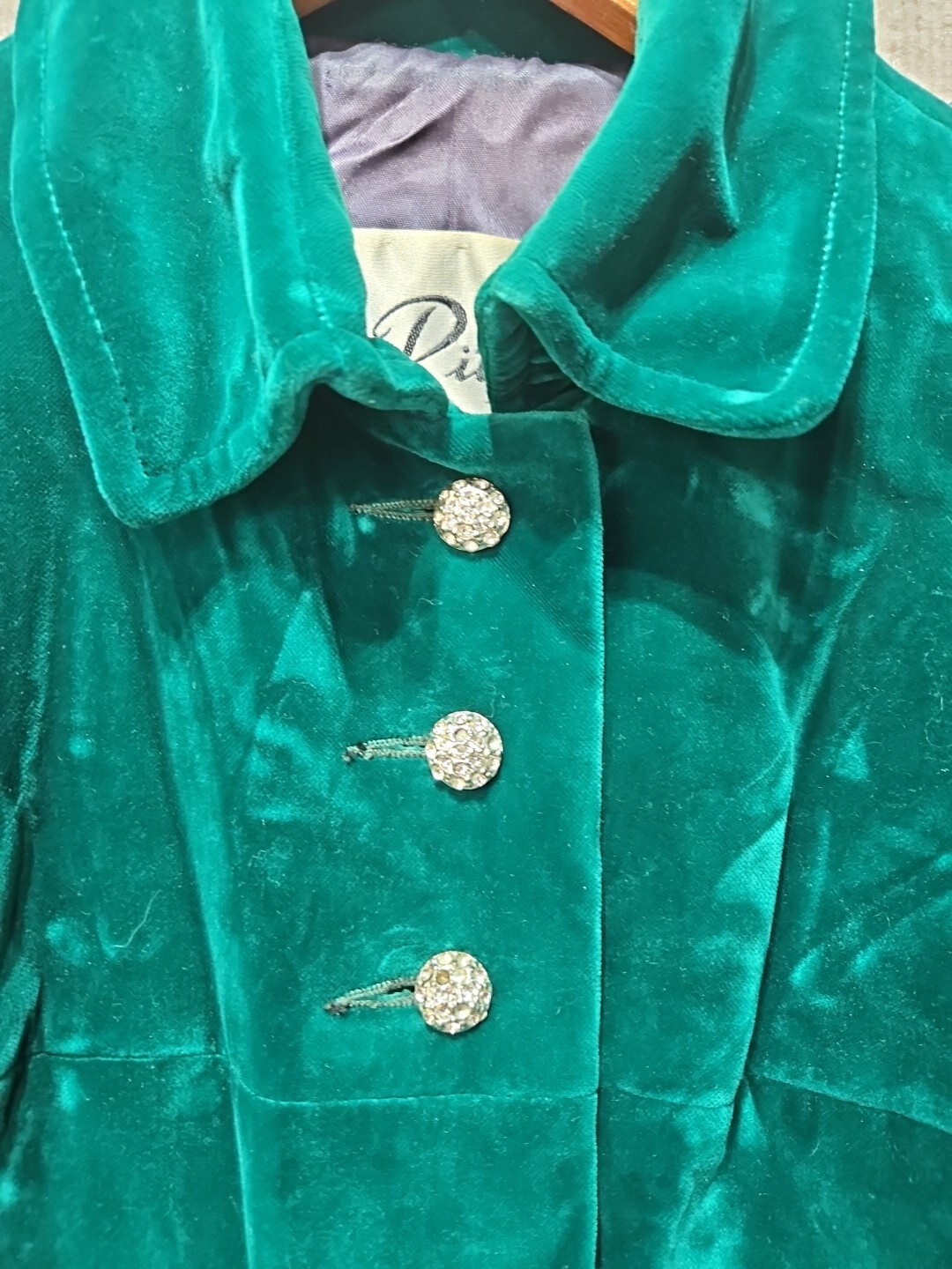 Vintage Lou Ritchie of Montreal Velour Dress Coat Emerald Green