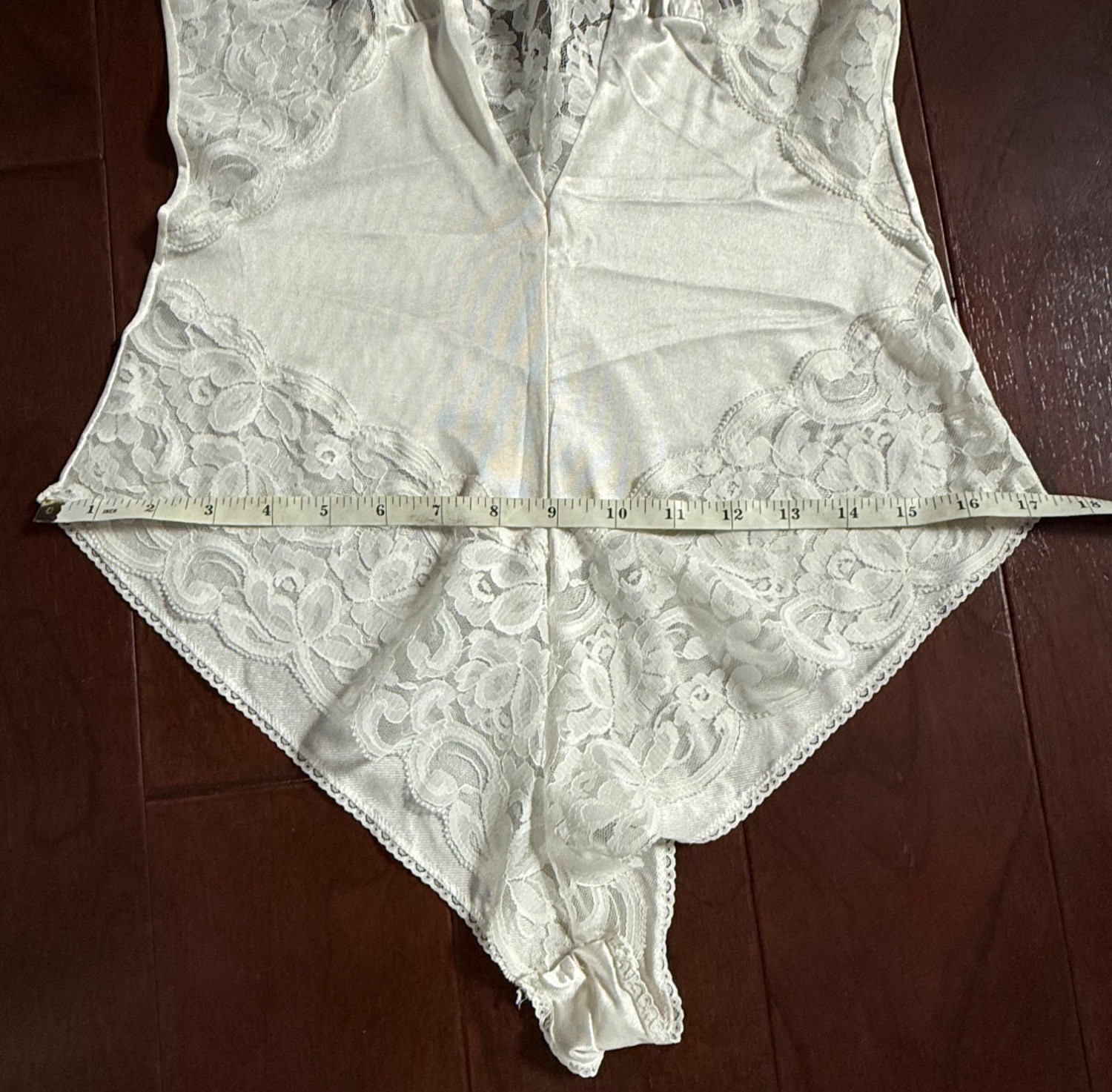 Vintage Slip Interludes by CIRA White Lace Satin Teddy Bodysuit Lingerie Medium