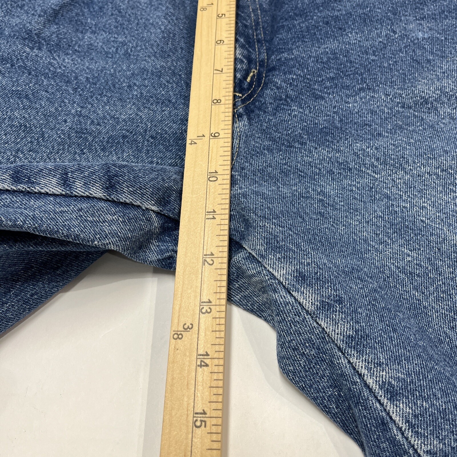 Vintage Chic by h.i.s. High Waisted Mom Jeans Blue Tapered Raw Hem USA Made 12P