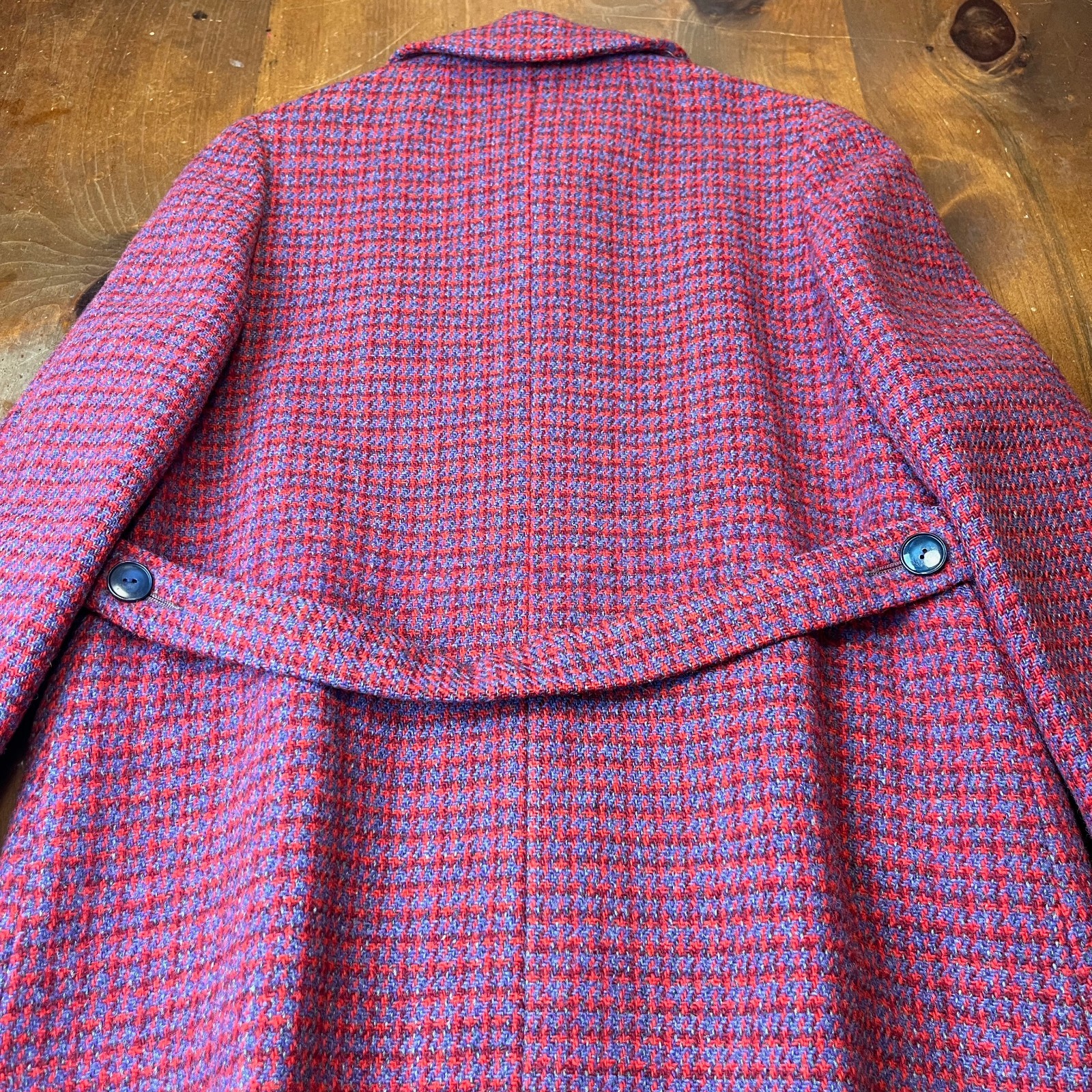 Harris Tweed Coat True Vintage 60s Women S/M Scottish Wool Red Purple Grandma