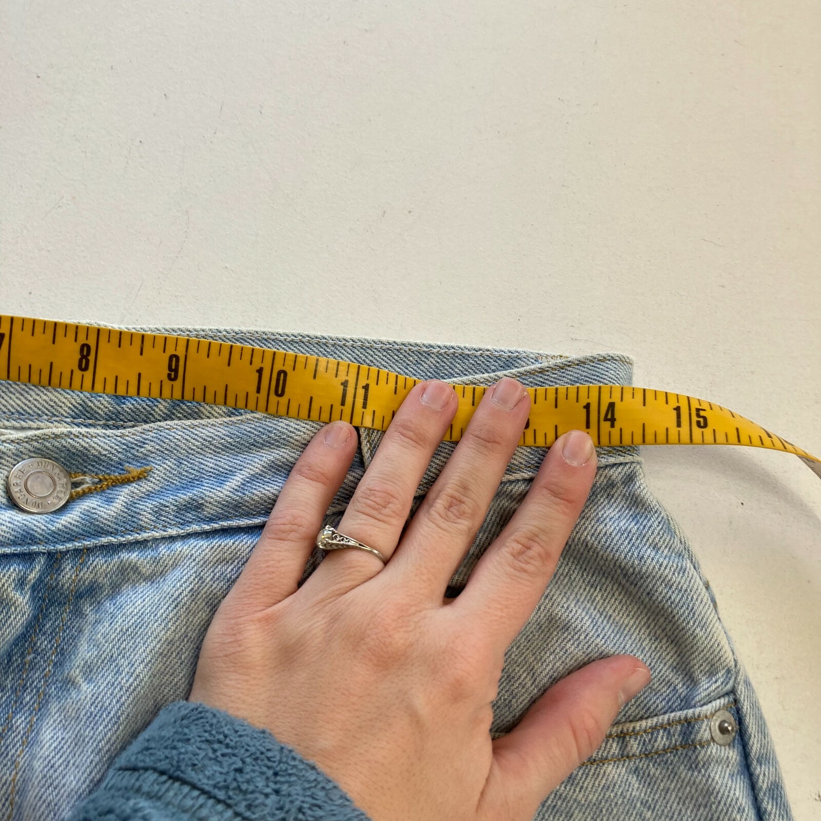 Womens Vintage Jeans High Rise Distressed Dungarees 90s Bleach Stained 10 29×32