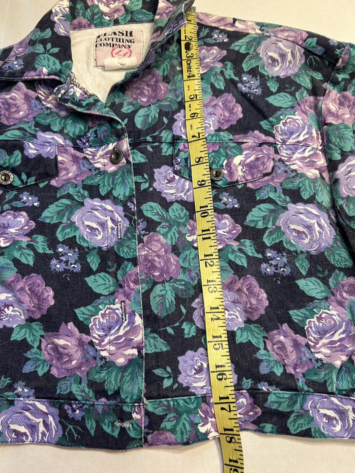 Flash Clothing Company LA 80s Denim Floral High Waist Skirt Size 9 Jacket Sz M