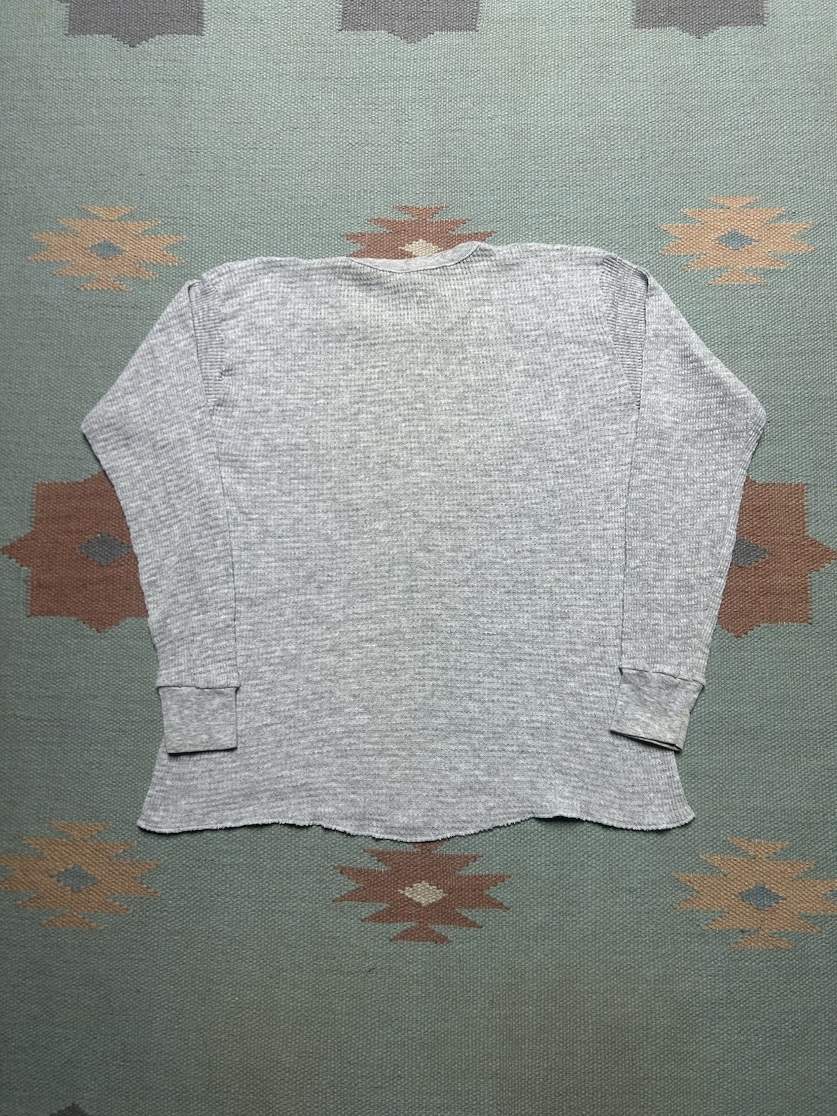 Vintage 70s 80s waffle knit thermal shirt blank gray base layer women’s XL