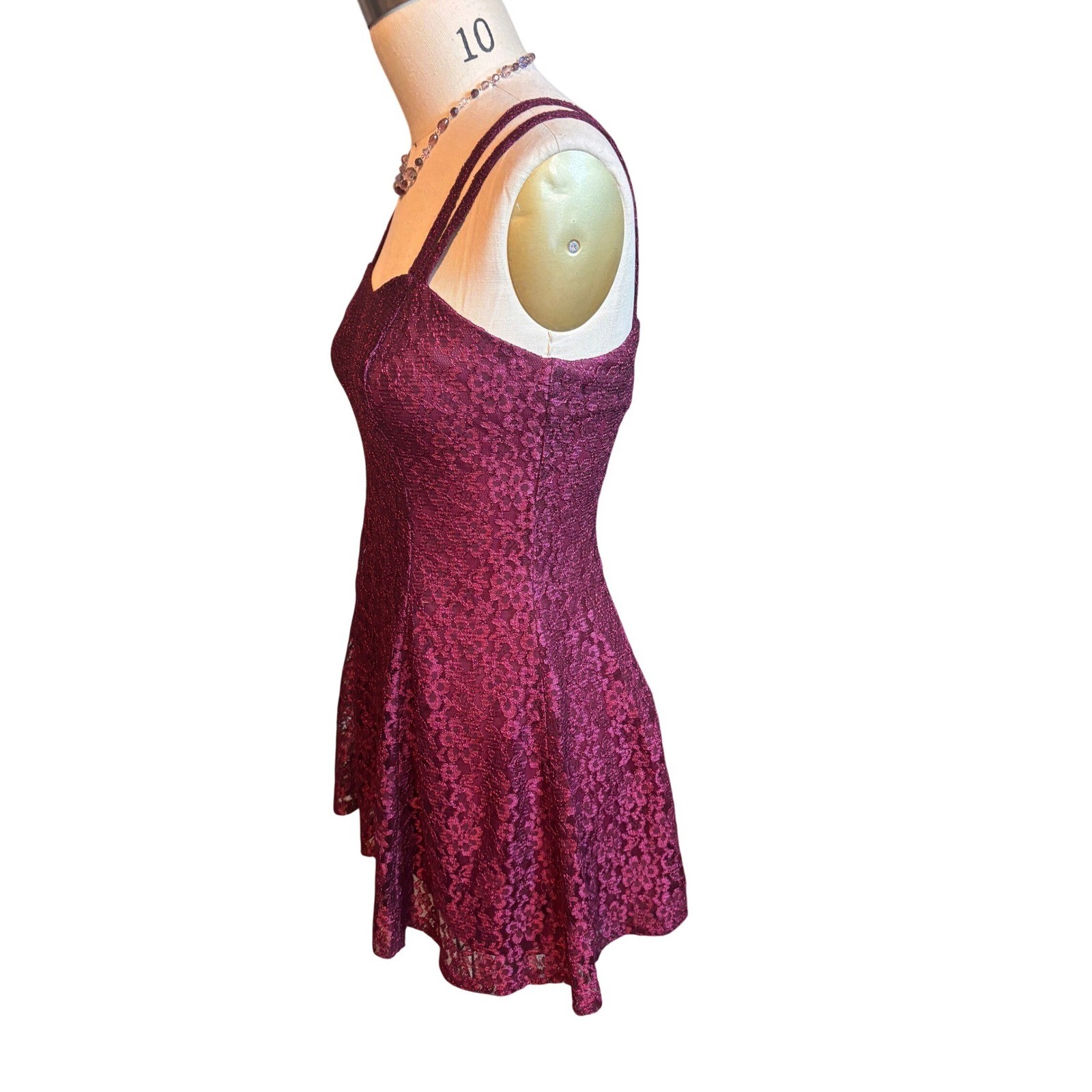 All That Jazz Lace Mini Dress Womens 5/6 Magenta fairycore 90s Shimmer Vintage