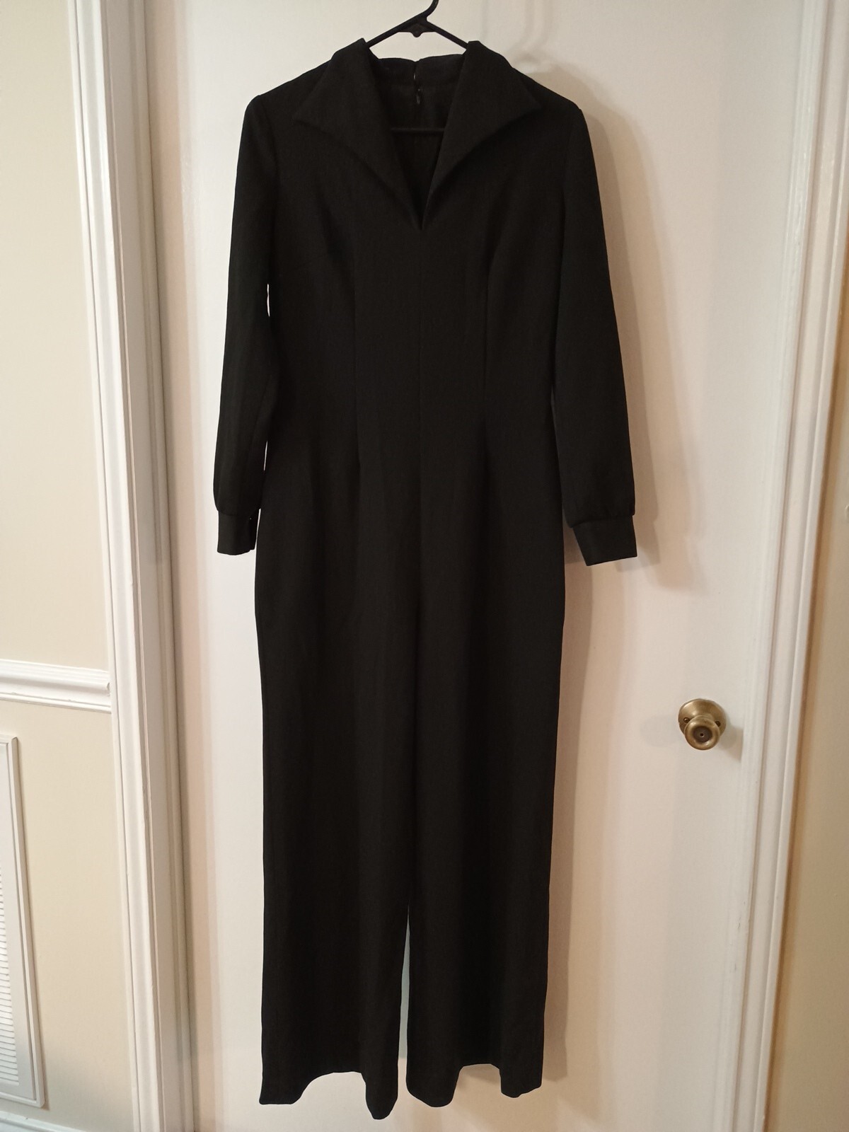 70’s Happy Legs Polyester Flared Jumpsuit Accent California Zippered Back Collar