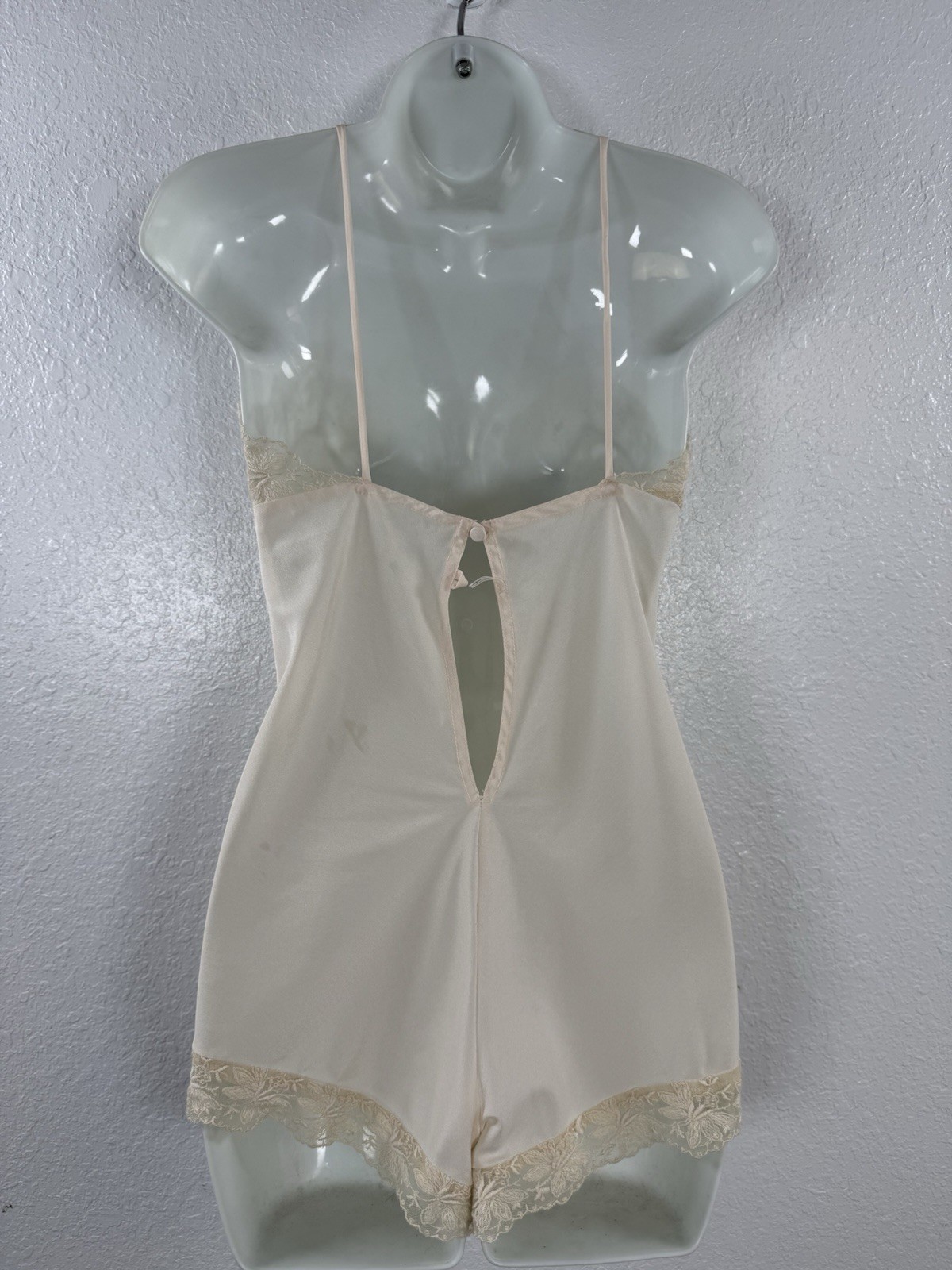 Vintage BONNIE STRAUSS Satin Lace Teddy Romper Edwardian Victorian Lingerie S
