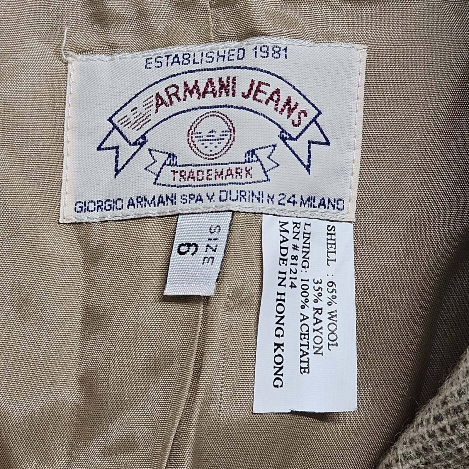 Vintage Georgio Armani Tweed Blazer 6/Skirt 10 Set Womens 100% Wool