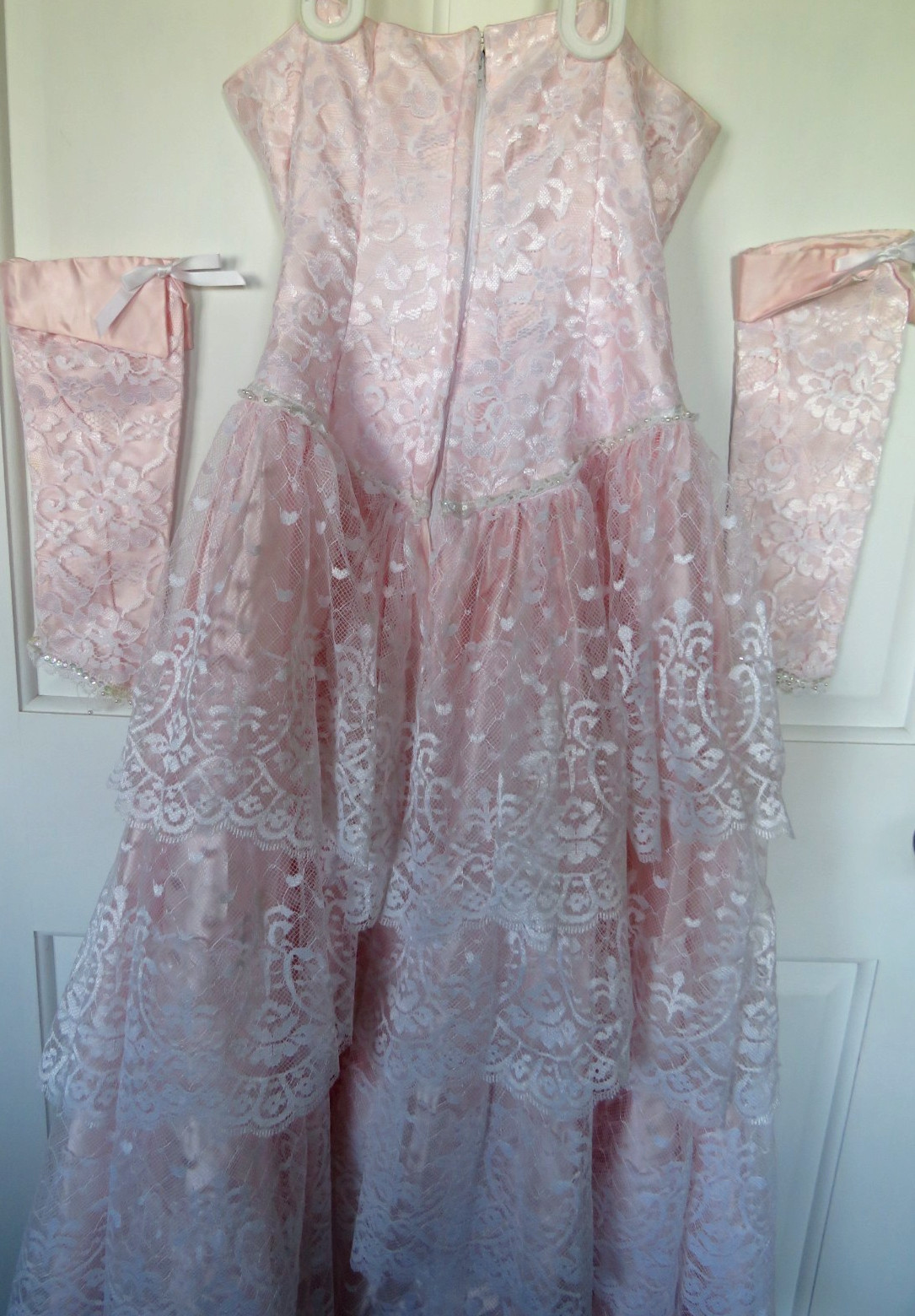 Vtg 1980s Flirtations Prom Gown quinceañera Belle Maxi Dress Princess Pink Lace