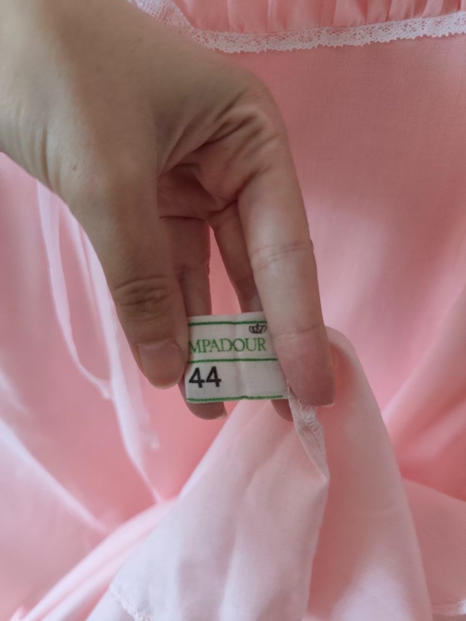 Pompadour Modell Vintage 70s Pink Babydoll Nightgown Cotton Blend Size 44 XL XXL