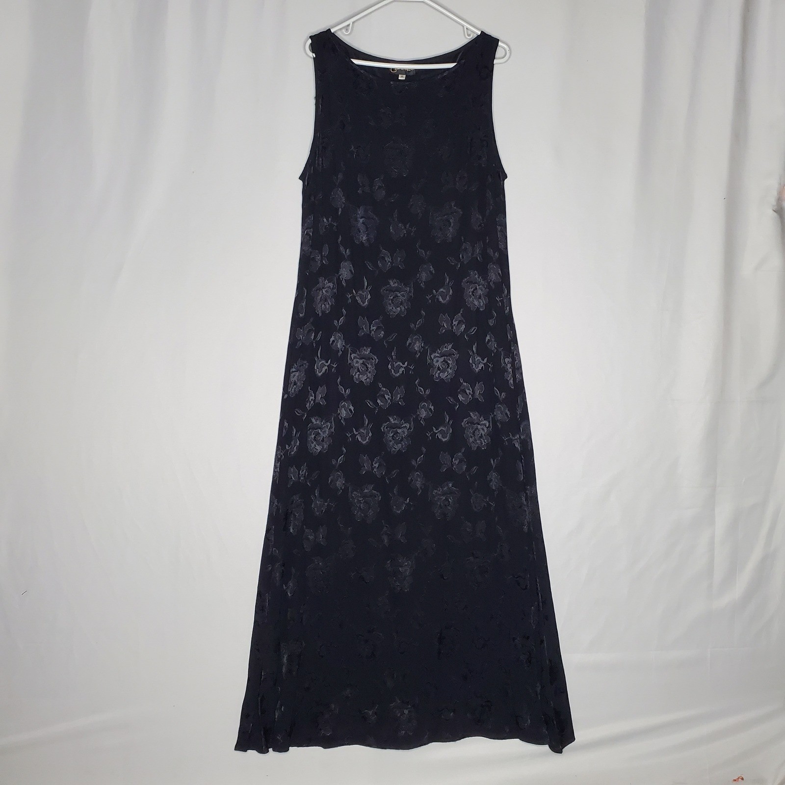 Carina Vintage Black Floral Burnout Maxi Dress 12 Sleeveless Prom