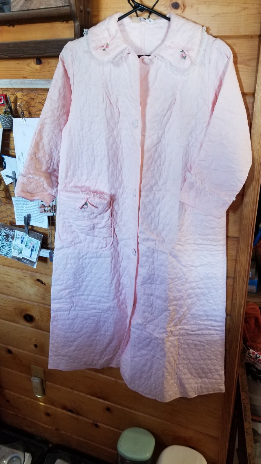 Vintage Quilted House Coat Robe Pink Sz Small Basila Cottage Core Grandma Core