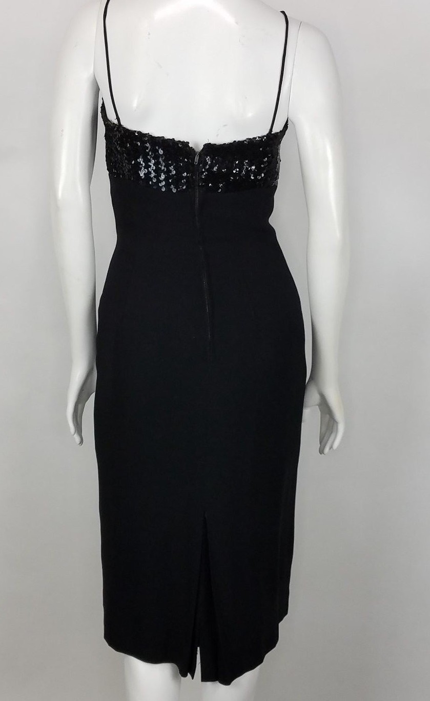 Vintage Jay Herbert Dress Size 12 Black Cocktail Party Dress Sweetheart Sequins