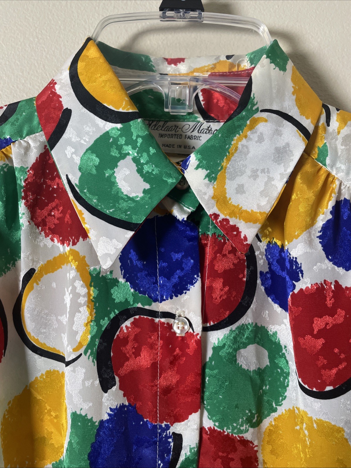 Adelaar Matson Vintage 1980’s Long Sleeve Abstract Colorful Blouse Women’s Large